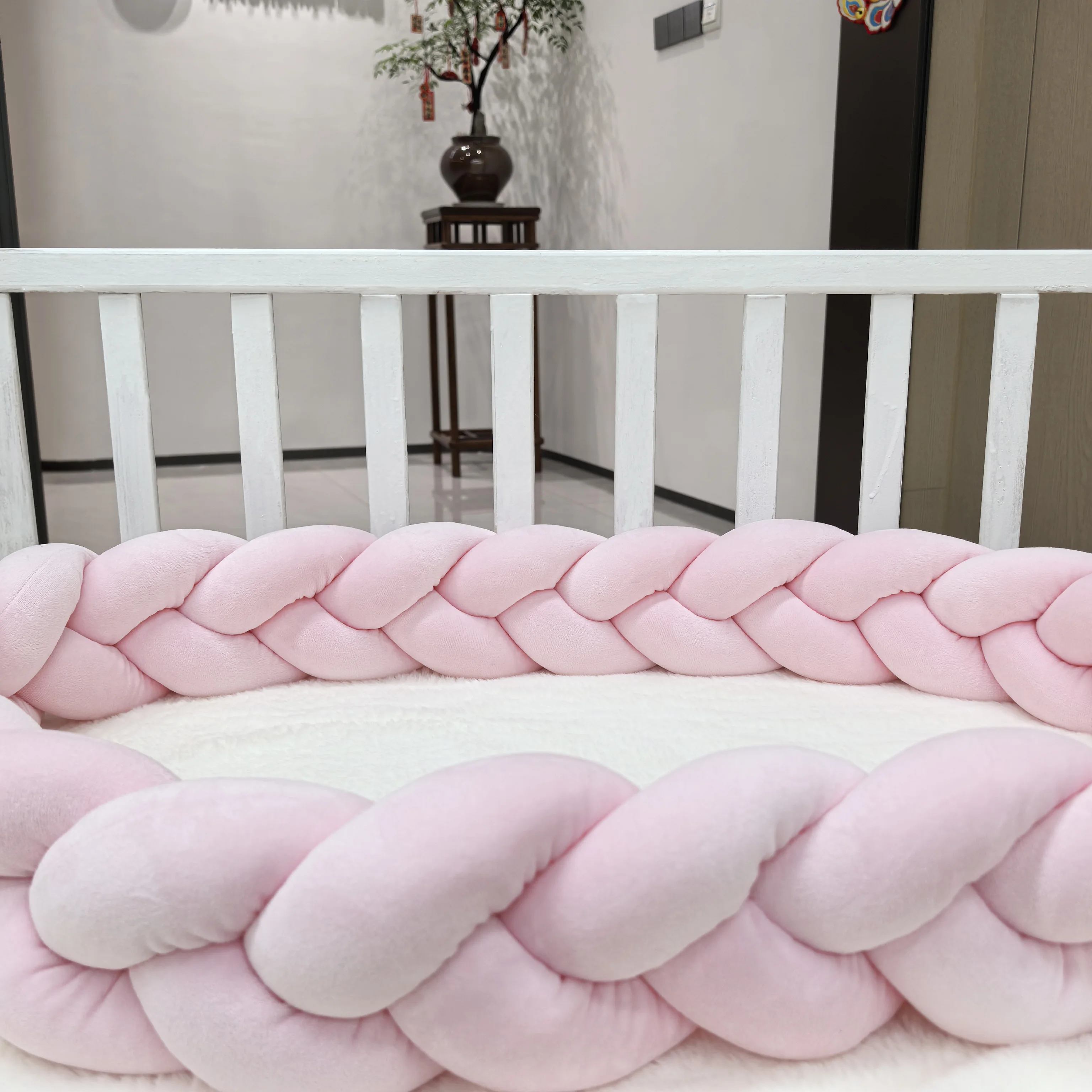 1M/2M/3M/4M Baby Bumper Bed Braid Knot Pillow Cushion for Infant Crib Protector Cot Room Decor Bedding Set Boy Decoration
