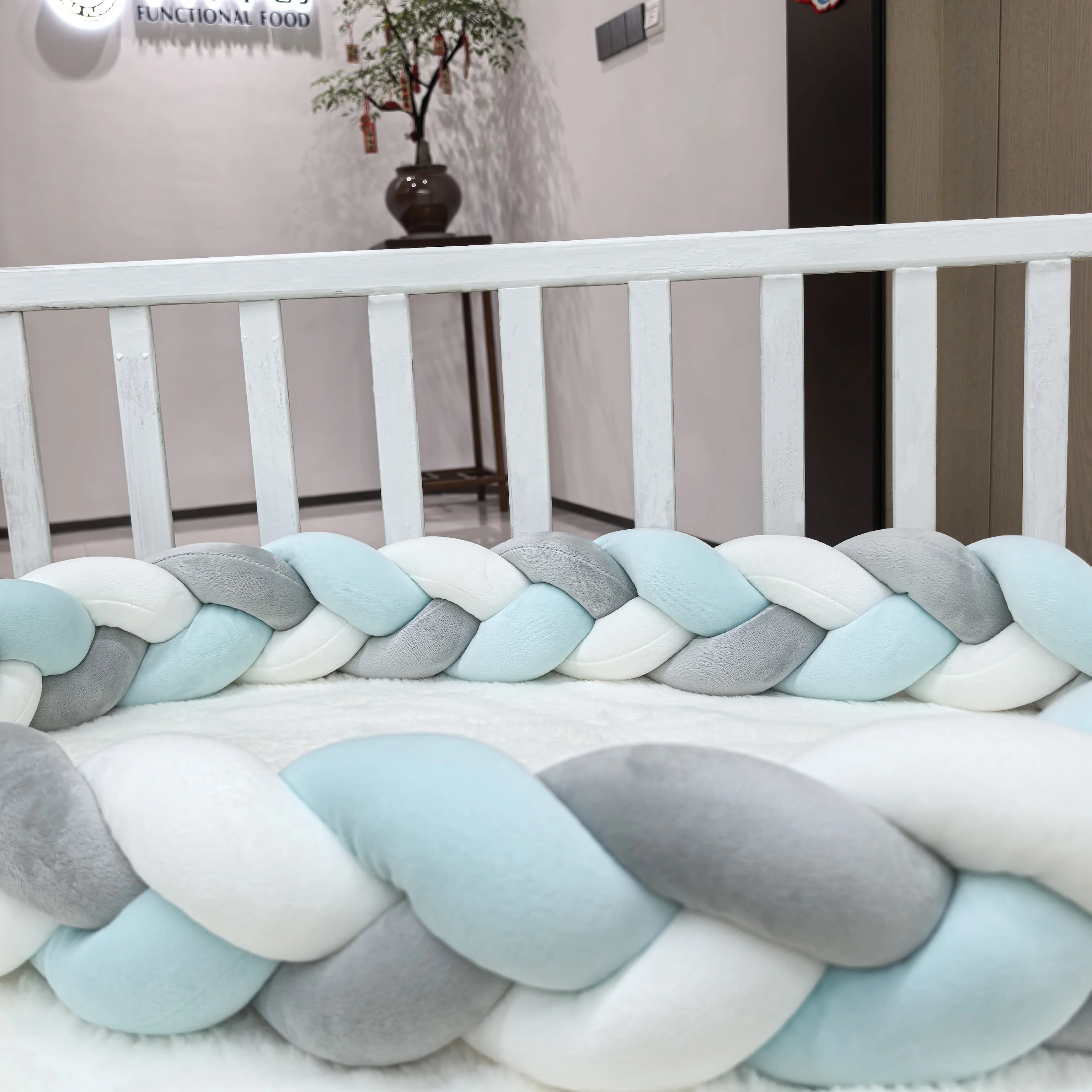 1M/2M/3M/4M Baby Bumper Bed Braid Knot Pillow Cushion for Infant Crib Protector Cot Room Decor Bedding Set Boy Decoration