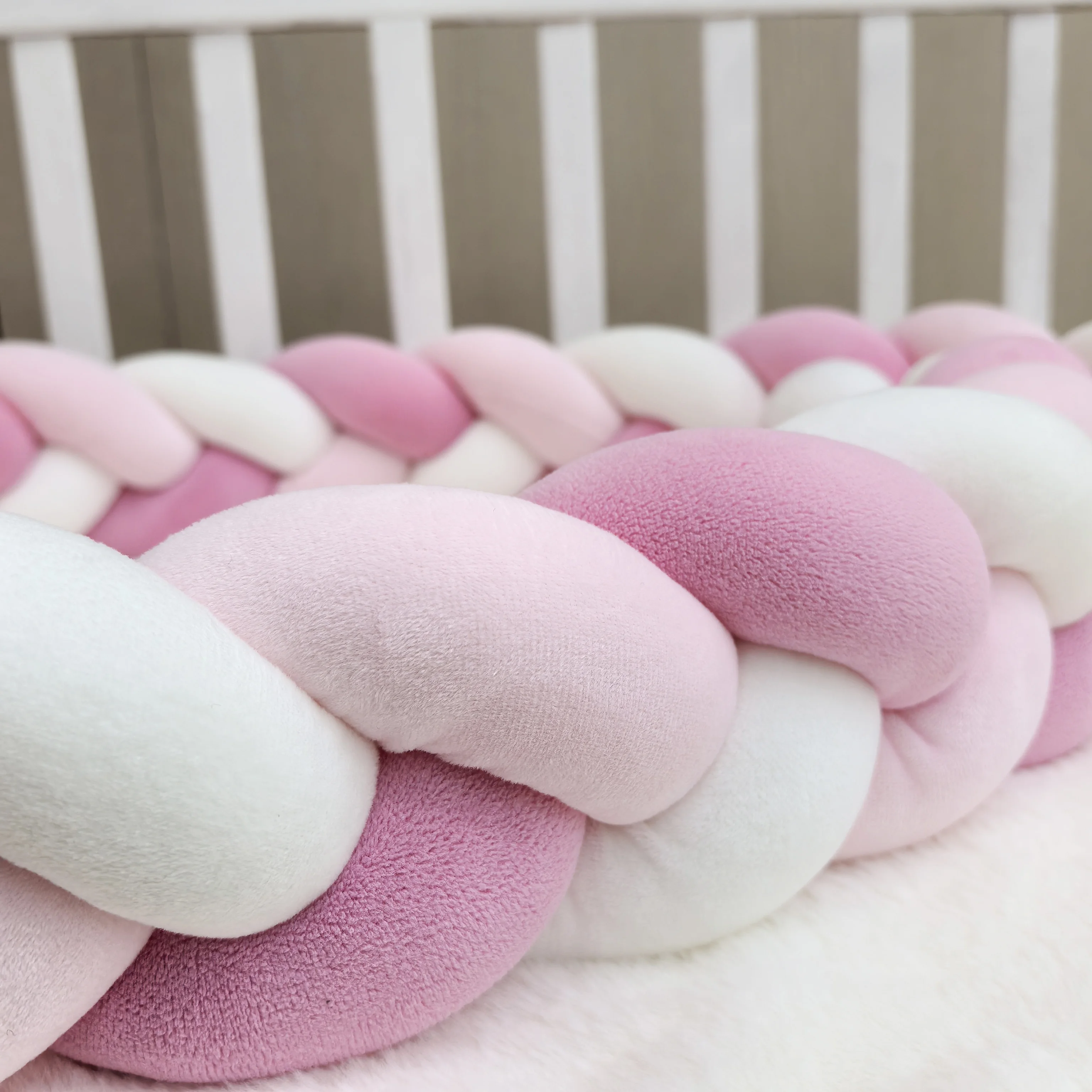 1M/2M/3M/4M Baby Bumper Bed Braid Knot Pillow Cushion for Infant Crib Protector Cot Room Decor Bedding Set Boy Decoration