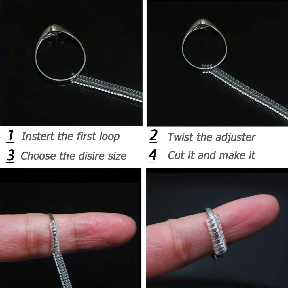 4pcs Ring Size Adjuster Invisible Jewelry Sizer Shrink Wrap Anti-fall Protection Ring Guard Ring Size Adjuster for Loose Rings