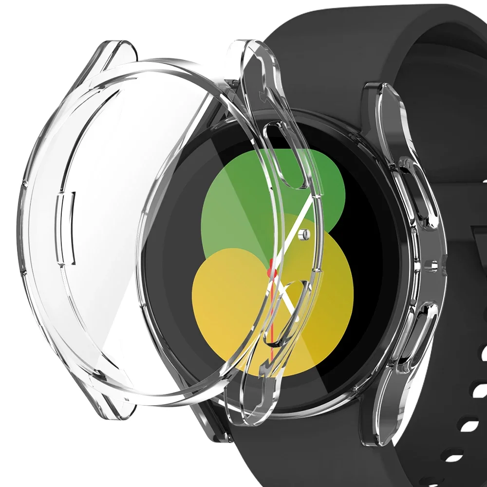 Silicone Case For Samsung Galaxy Watch 7 6 4 5 40MM 44MM All-Around Screen Protector Soft TPU Protective Cover 44mm 40mmCases