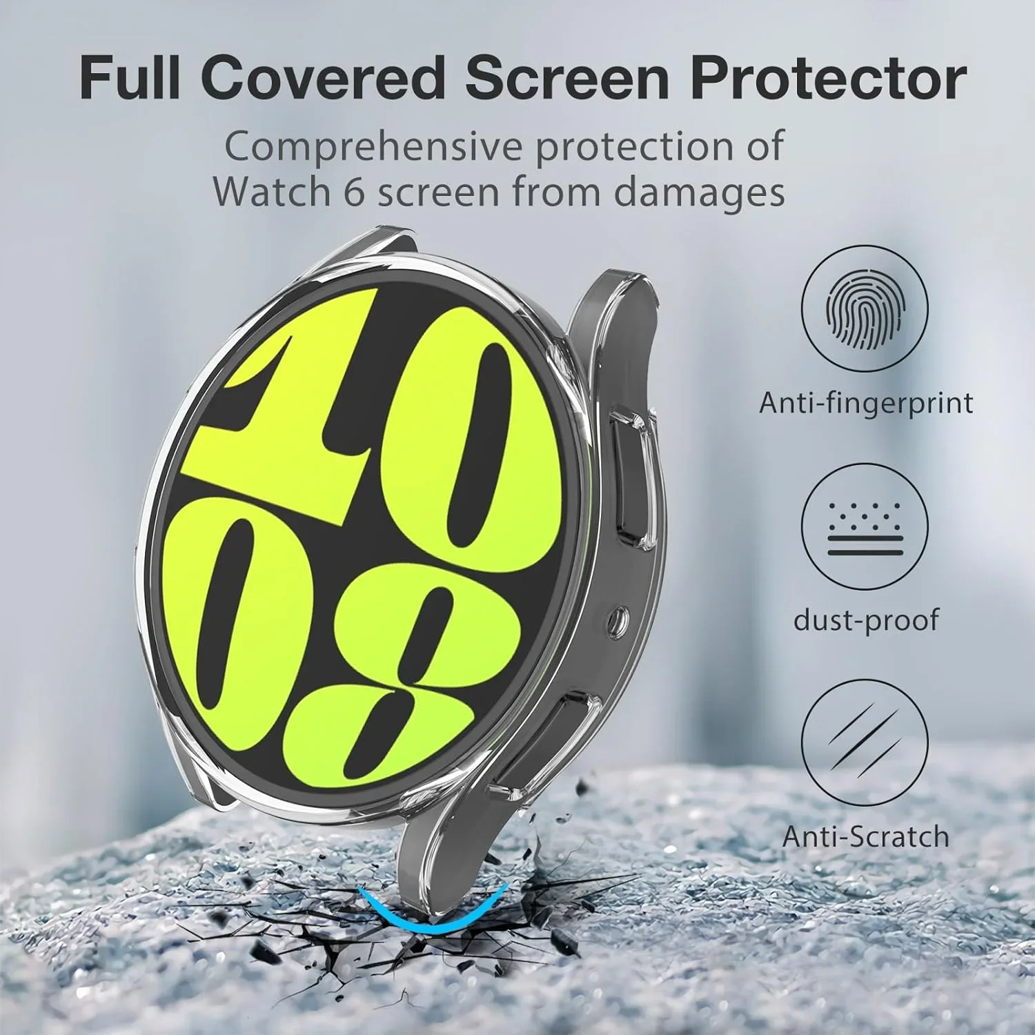 Silicone Case For Samsung Galaxy Watch 7 6 4 5 40MM 44MM All-Around Screen Protector Soft TPU Protective Cover 44mm 40mmCases