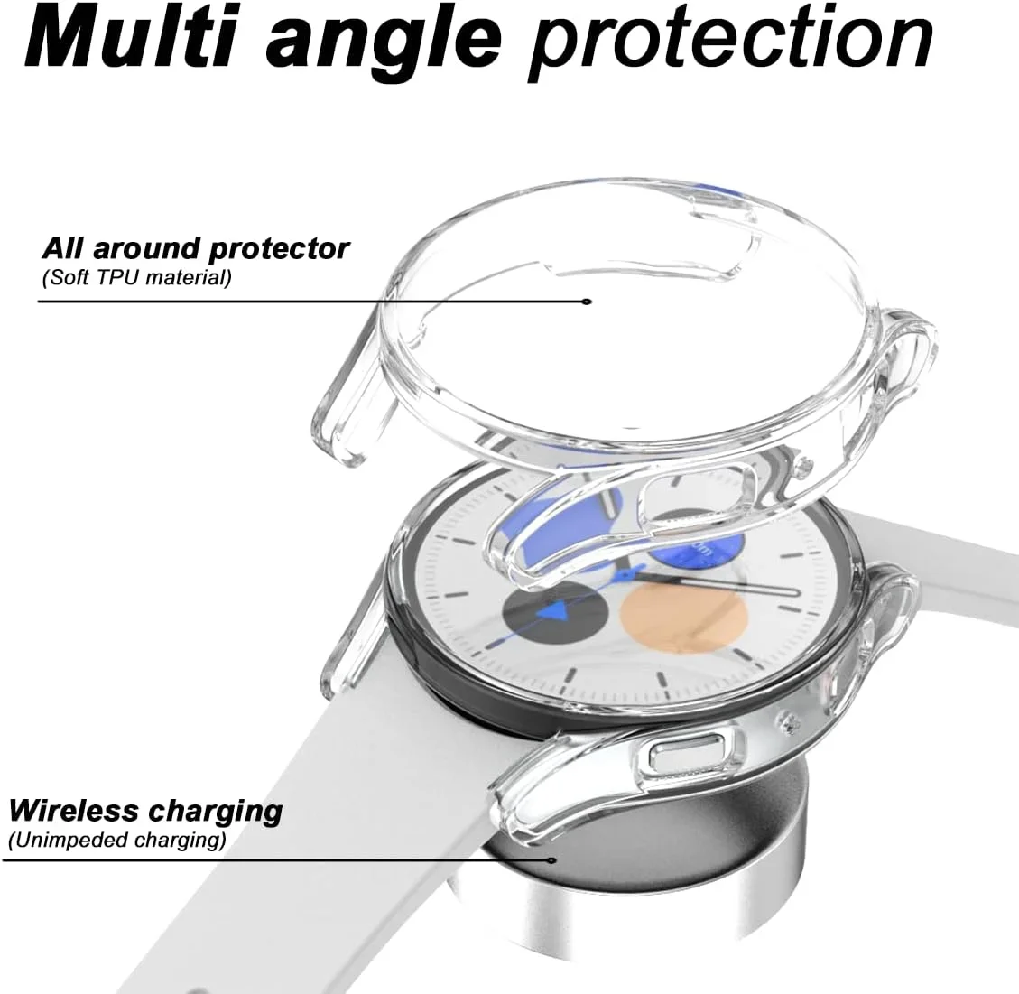 Silicone Case For Samsung Galaxy Watch 7 6 4 5 40MM 44MM All-Around Screen Protector Soft TPU Protective Cover 44mm 40mmCases