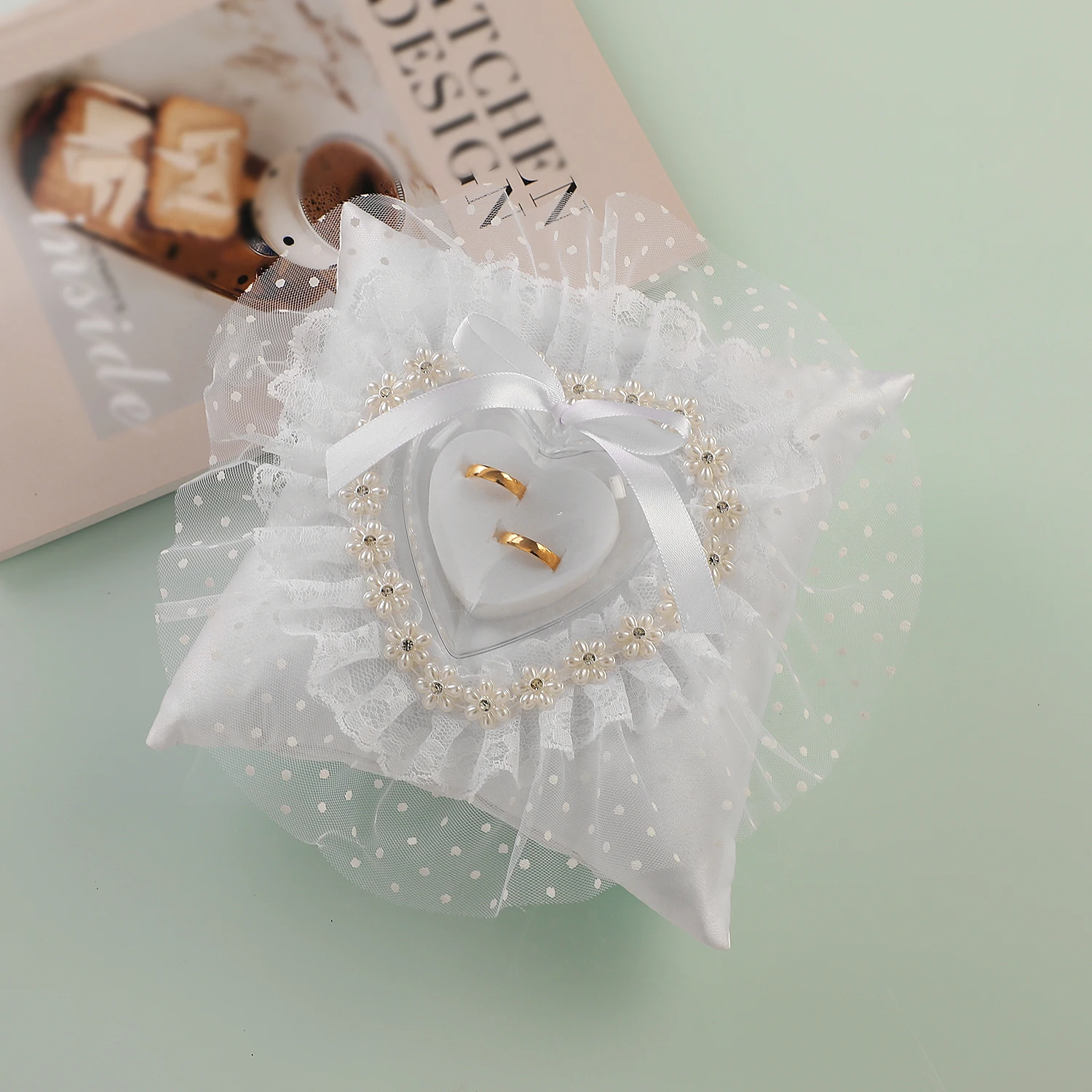 Wedding Ring Pillow - Elegant Ring Bearer Cushion for Bride and Groom's Ceremonial Exchange