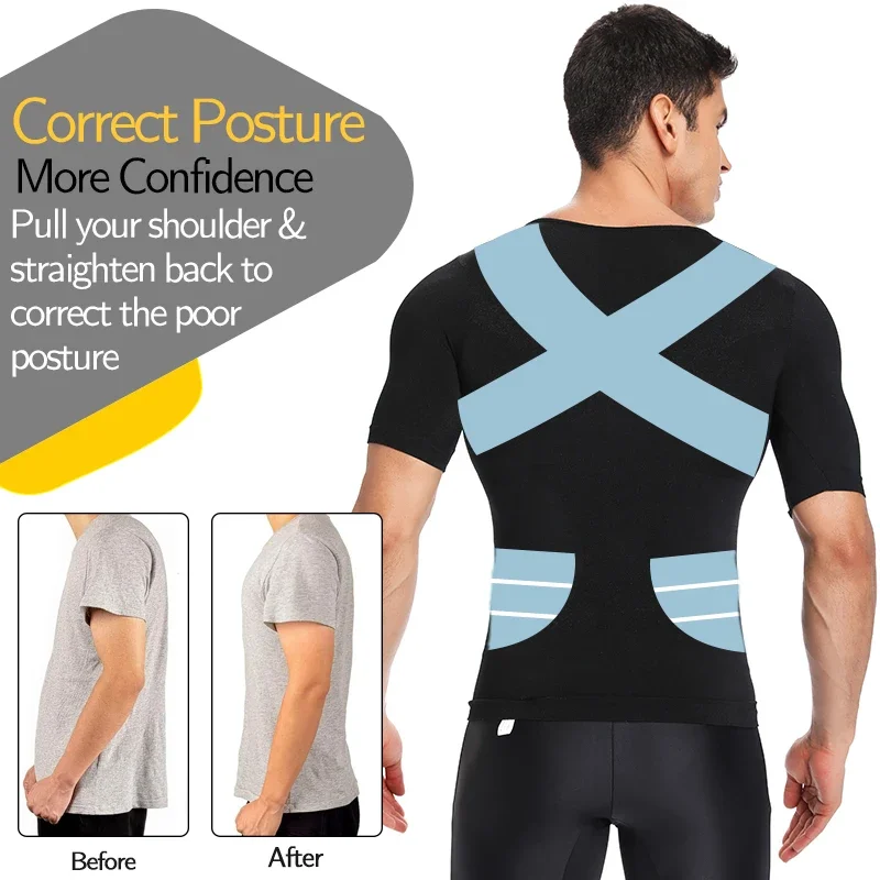 Men Weight Loss Shapewear T-Shirt Body Shaper Slimming Compression Shirts Gynecomastia Undershirt Waist Trainer Muscle Tank Tops