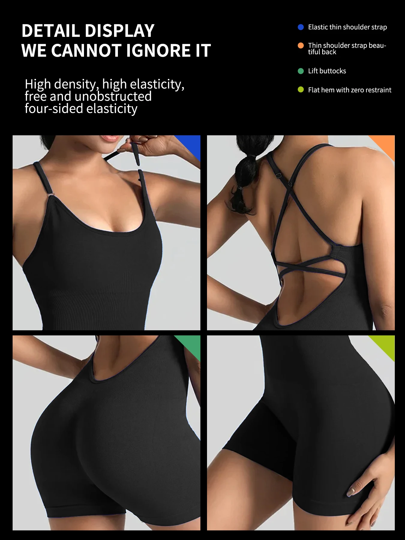 One-Piece Yoga Jumpsuit Skinny Short Sportswear Woman Gym Clothing Workout Clothes Fitness Stretch Bodysuit For Women Tracksuit