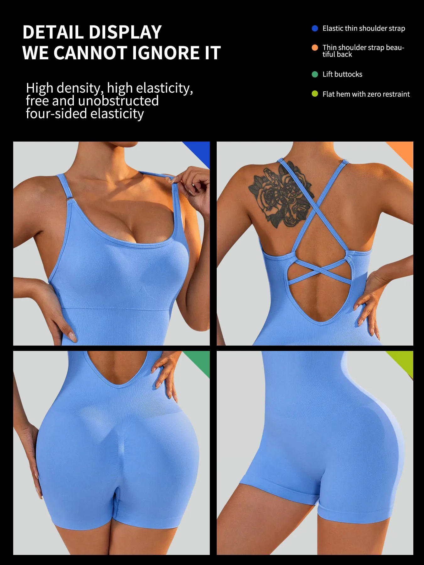 One-Piece Yoga Jumpsuit Skinny Short Sportswear Woman Gym Clothing Workout Clothes Fitness Stretch Bodysuit For Women Tracksuit