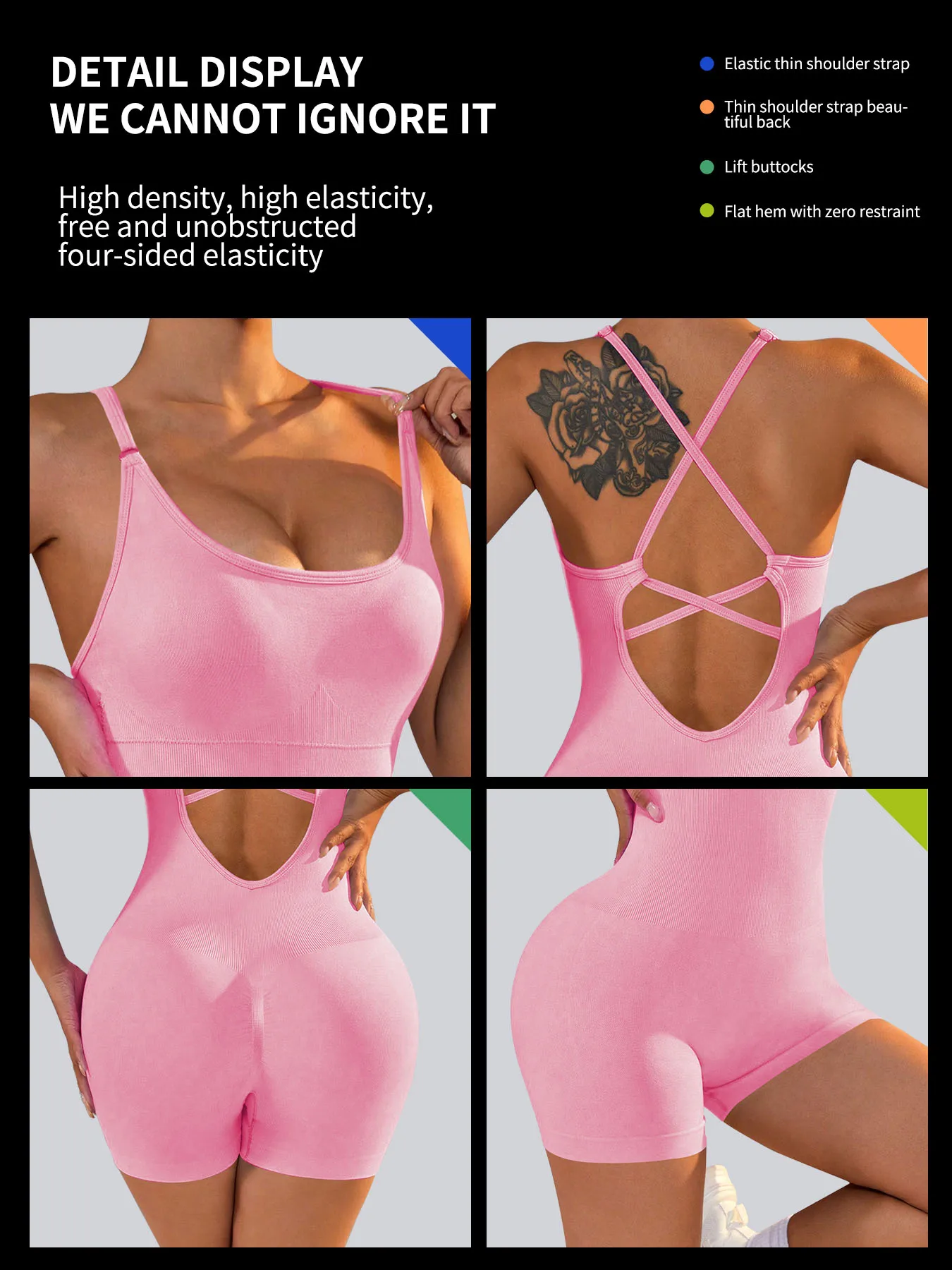One-Piece Yoga Jumpsuit Skinny Short Sportswear Woman Gym Clothing Workout Clothes Fitness Stretch Bodysuit For Women Tracksuit