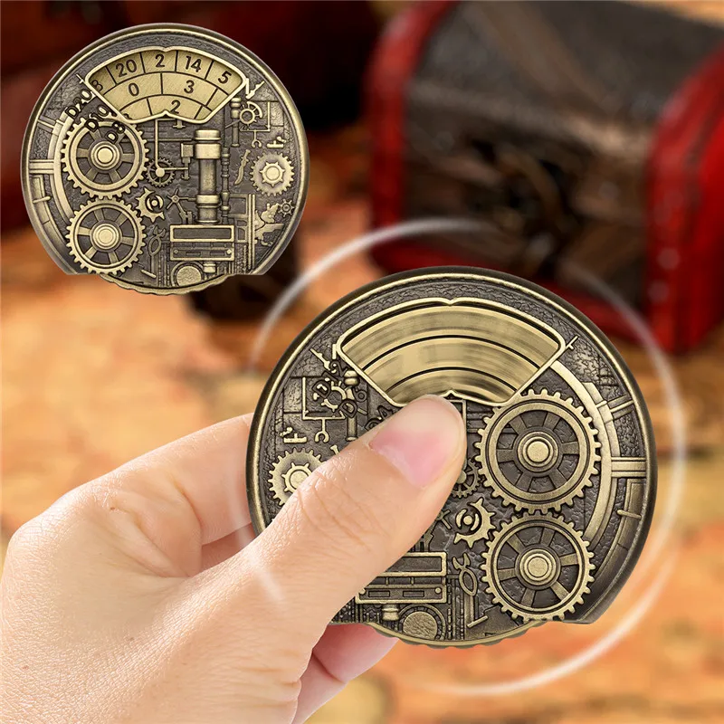 Steampunk Gear Shape Metal Dice 7-in-1 Roulette for Table Board Game Role Play Gaming Accessory Rotating Wheel Wedding Gift Set