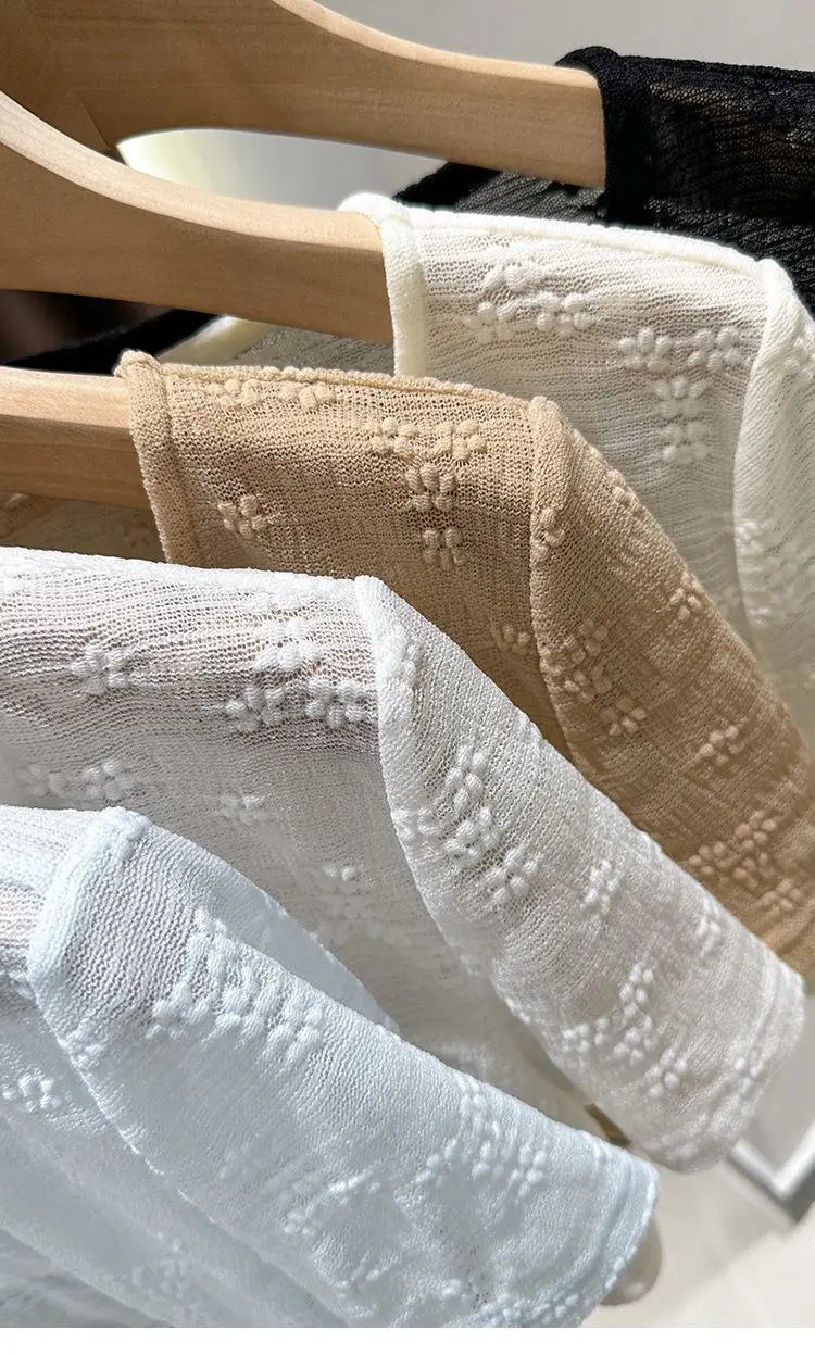 1pcs Summer Tie Up Cardigan Women Sexy Thin Short Sleeve Lace Coat Female Cardigan Paired With Camisole Long Skirt Lady Shawl