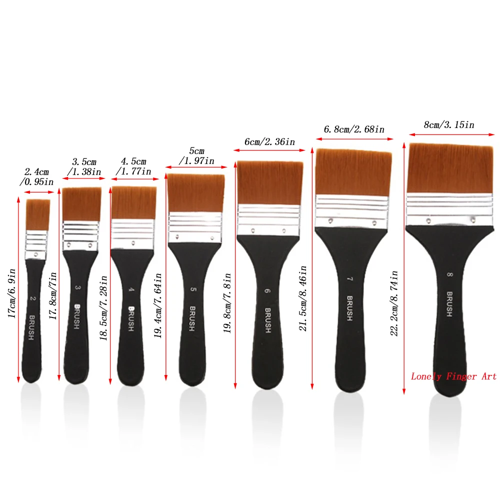 Watercolor Oil Art Paint Brush 7 Sizes Nylon Hair Painting Brushes Set Wood Handles Acrylic Paints Drawing Brush Tools