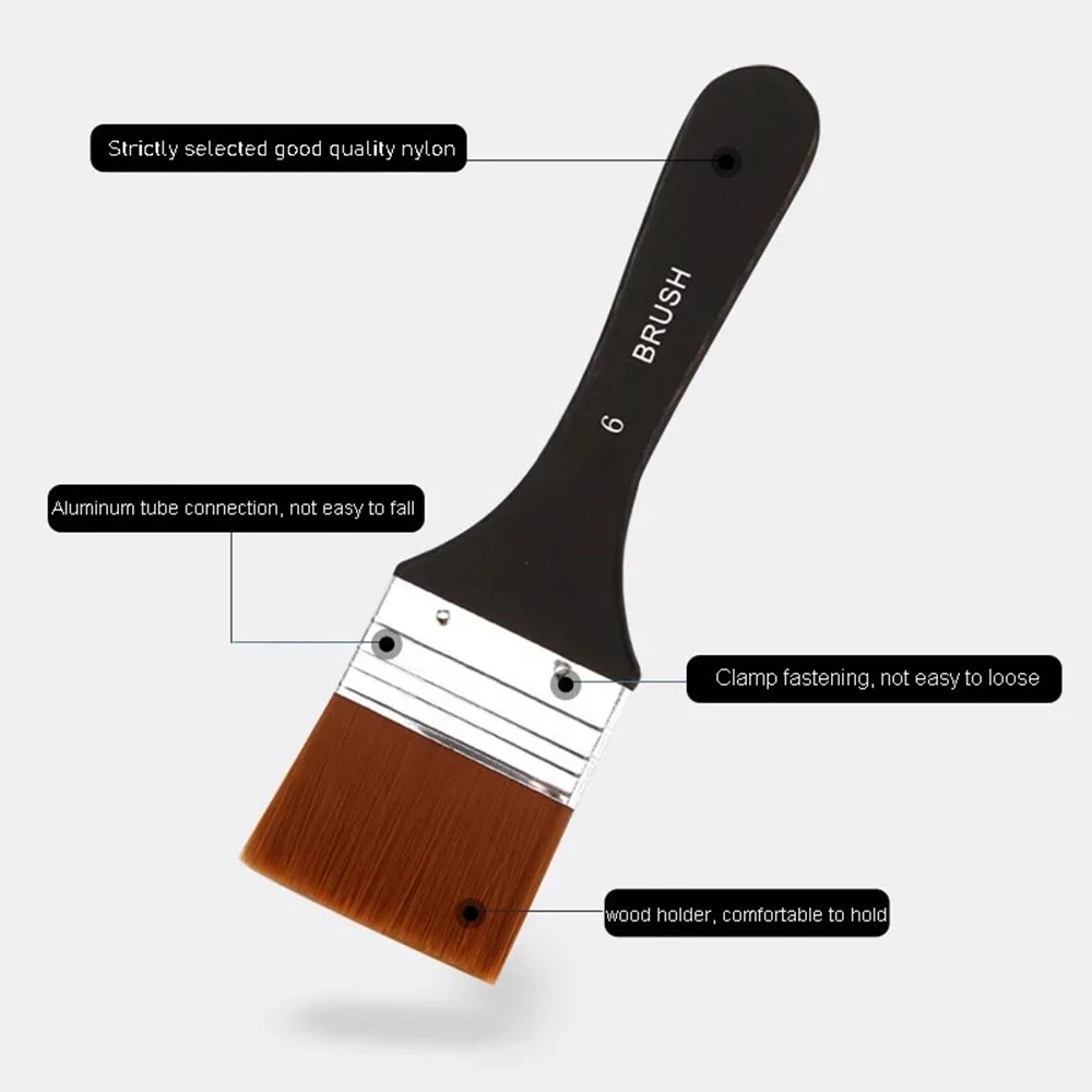 Watercolor Oil Art Paint Brush 7 Sizes Nylon Hair Painting Brushes Set Wood Handles Acrylic Paints Drawing Brush Tools