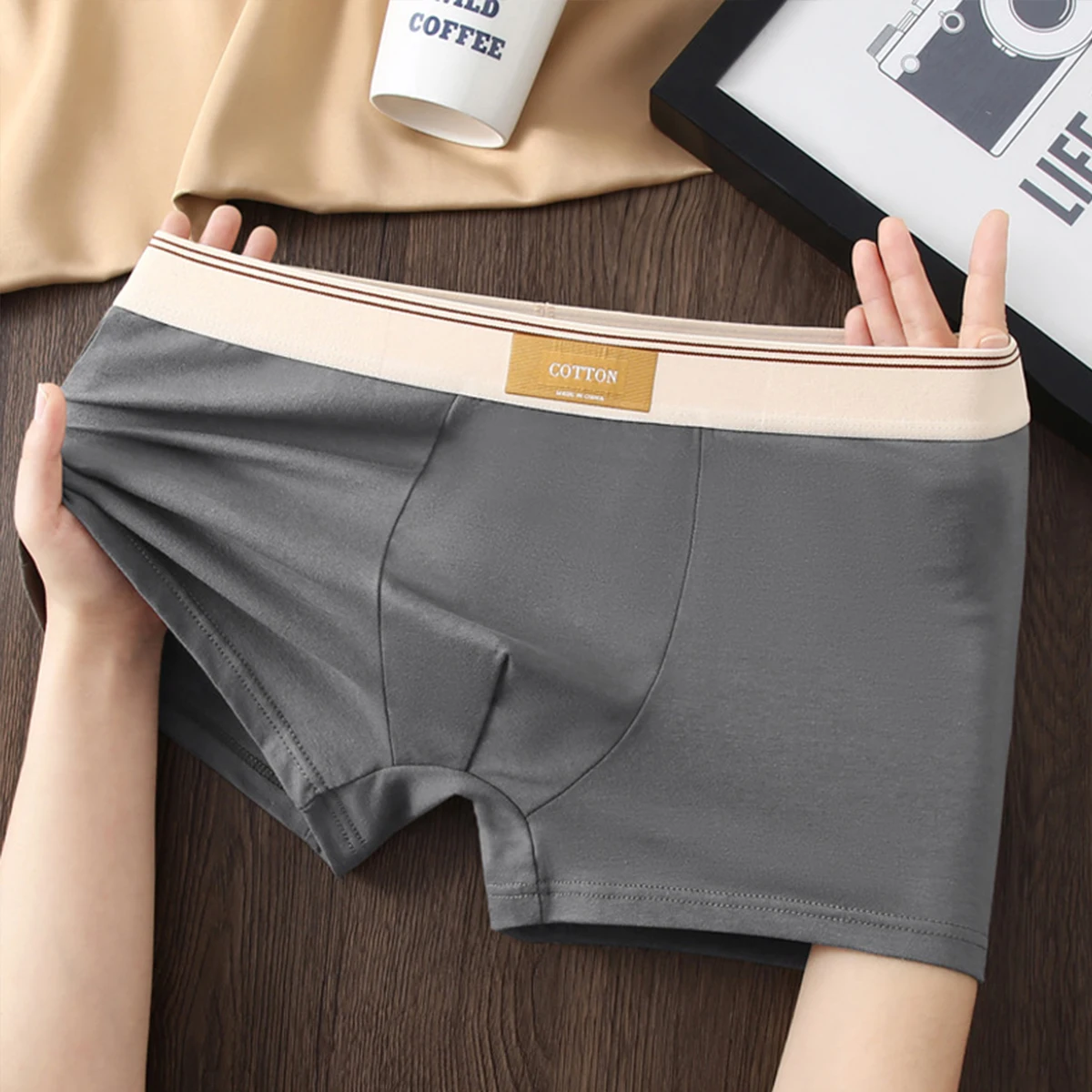 4 pcs Men Underwear Cotton BoxerShorts Man Breathable Underpants Sexy Sports Comfort Male Boxers Size L-4XL