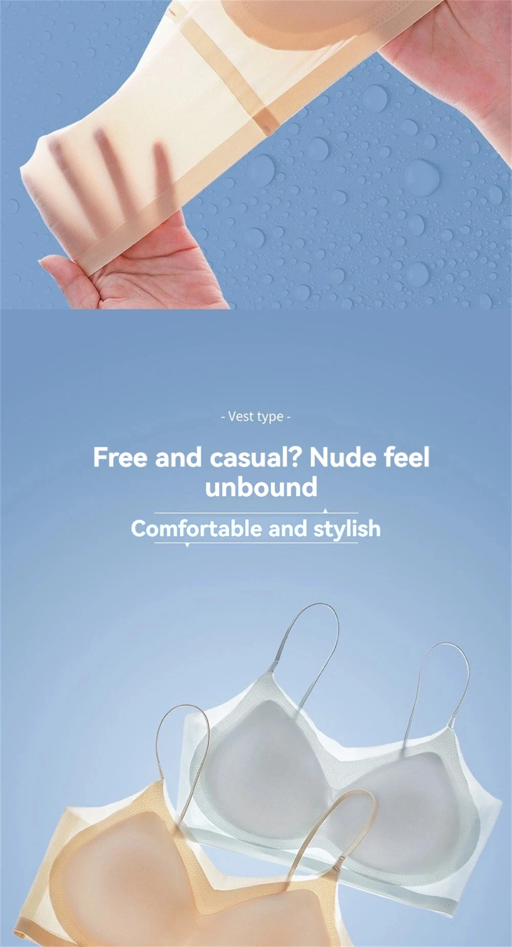 Ultra-Thin Breathable Ice Silk Top Bra Women's Bustier Underwear Seamless Back Halter Vest Wrap Bra Small Chest Together