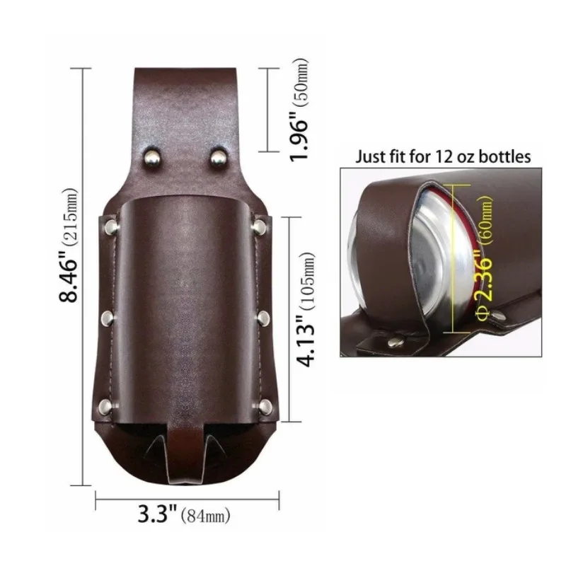 1pc Classic PU Leather Bottle Holders Belt Waist Bag Beer Bottle Case Travel Outdoor Creative Portable Mountaineering Fanny Pack