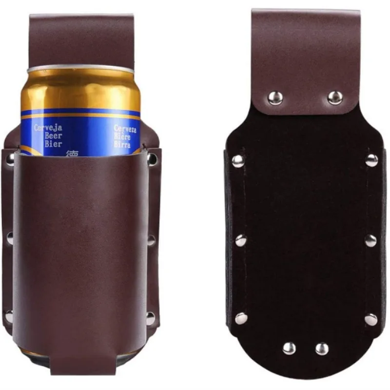 1pc Classic PU Leather Bottle Holders Belt Waist Bag Beer Bottle Case Travel Outdoor Creative Portable Mountaineering Fanny Pack