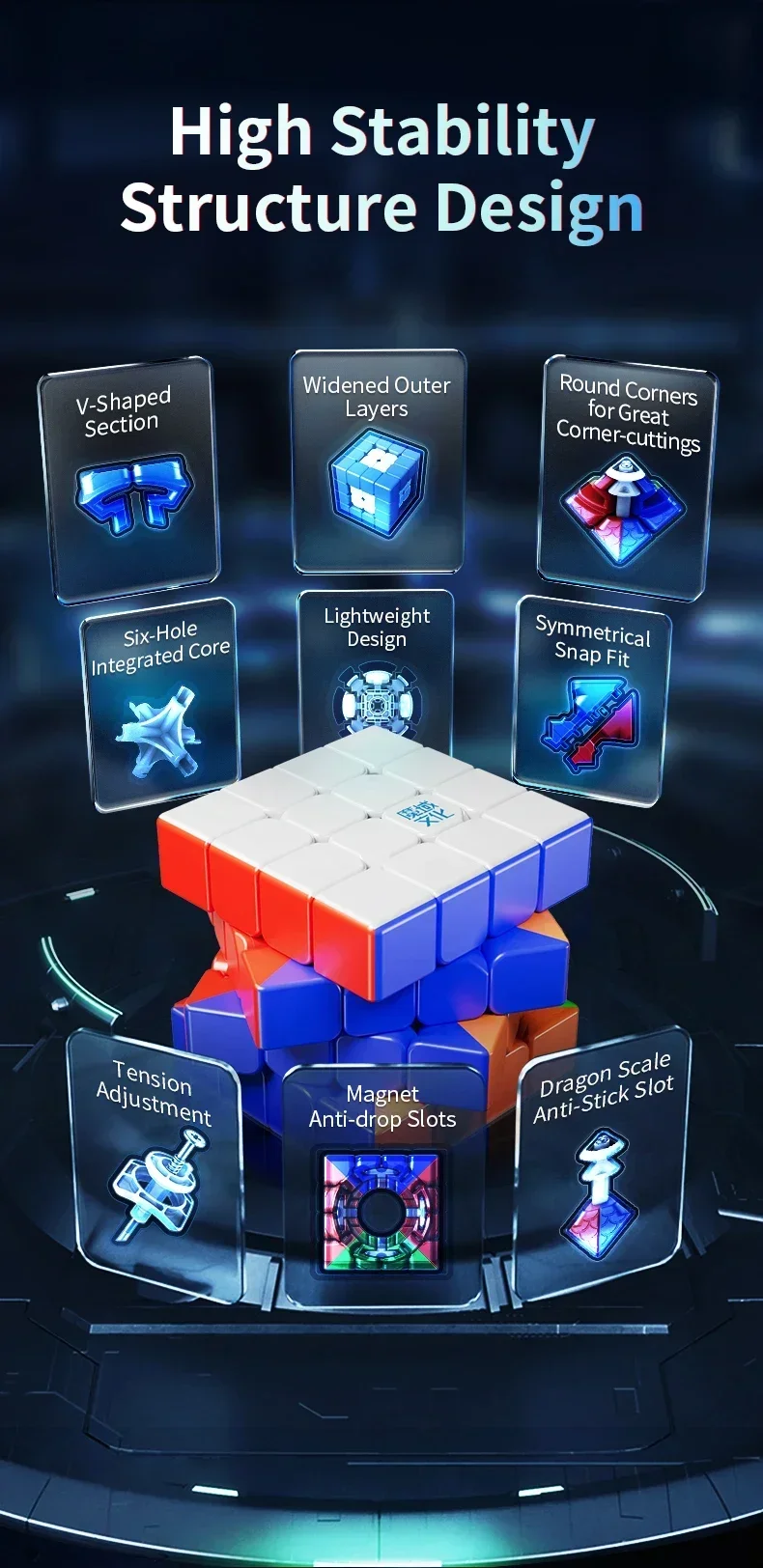 [Picube] MoYu AoSu V7 Special Edition 4x4x4 Magic Speed Cube AOSUv7 Magnetic Track UV Stickerless Puzzle Toys Gifts 4X4 Cubo