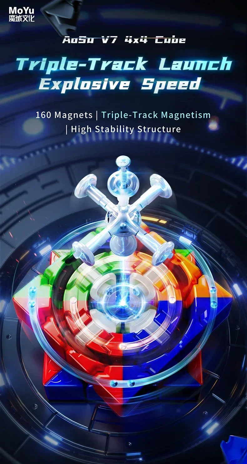 [Picube] MoYu AoSu V7 Special Edition 4x4x4 Magic Speed Cube AOSUv7 Magnetic Track UV Stickerless Puzzle Toys Gifts 4X4 Cubo