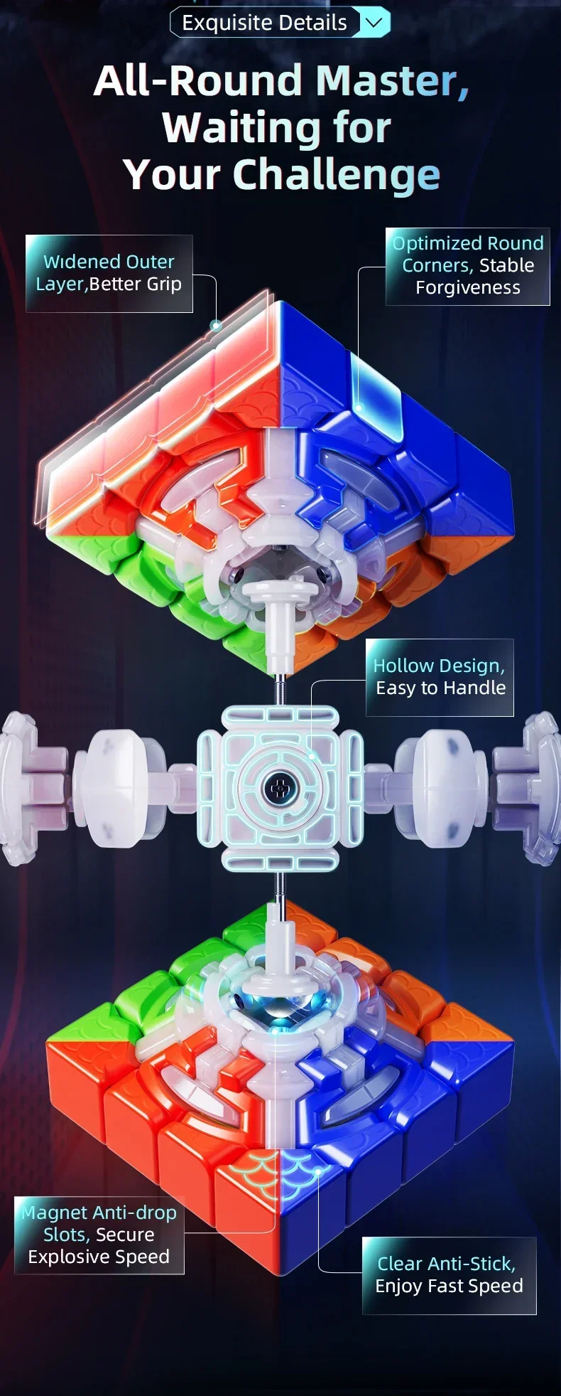 [Picube] MoYu AoSu V7 Special Edition 4x4x4 Magic Speed Cube AOSUv7 Magnetic Track UV Stickerless Puzzle Toys Gifts 4X4 Cubo