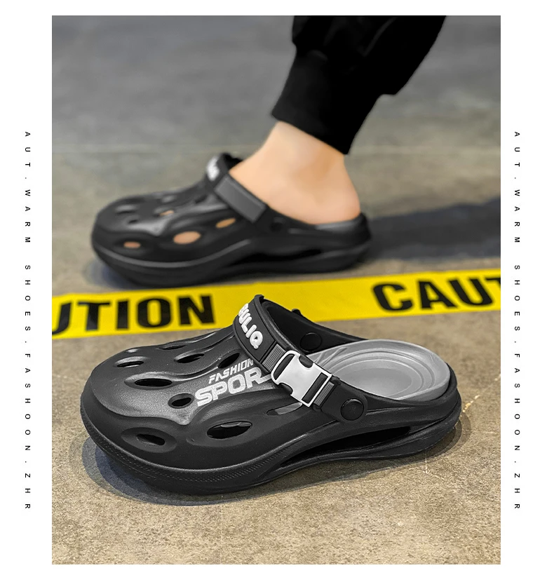 A Pair of Men's New Clogs, Summer New Wear-Resistant, Non-Slip Sports Beach Shoes, Soft-Soled Comfortable Men's Shoes for Driving