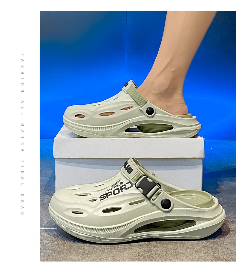 A Pair of Men's New Clogs, Summer New Wear-Resistant, Non-Slip Sports Beach Shoes, Soft-Soled Comfortable Men's Shoes for Driving