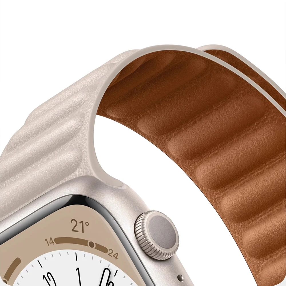 Leather Strap for Apple Watch Band 49mm 46mm 42mm 41mm Original Magnetic Loop Link Bracelet iWatch 12 11 10 9 8 7 SE Ultra 2 3 4