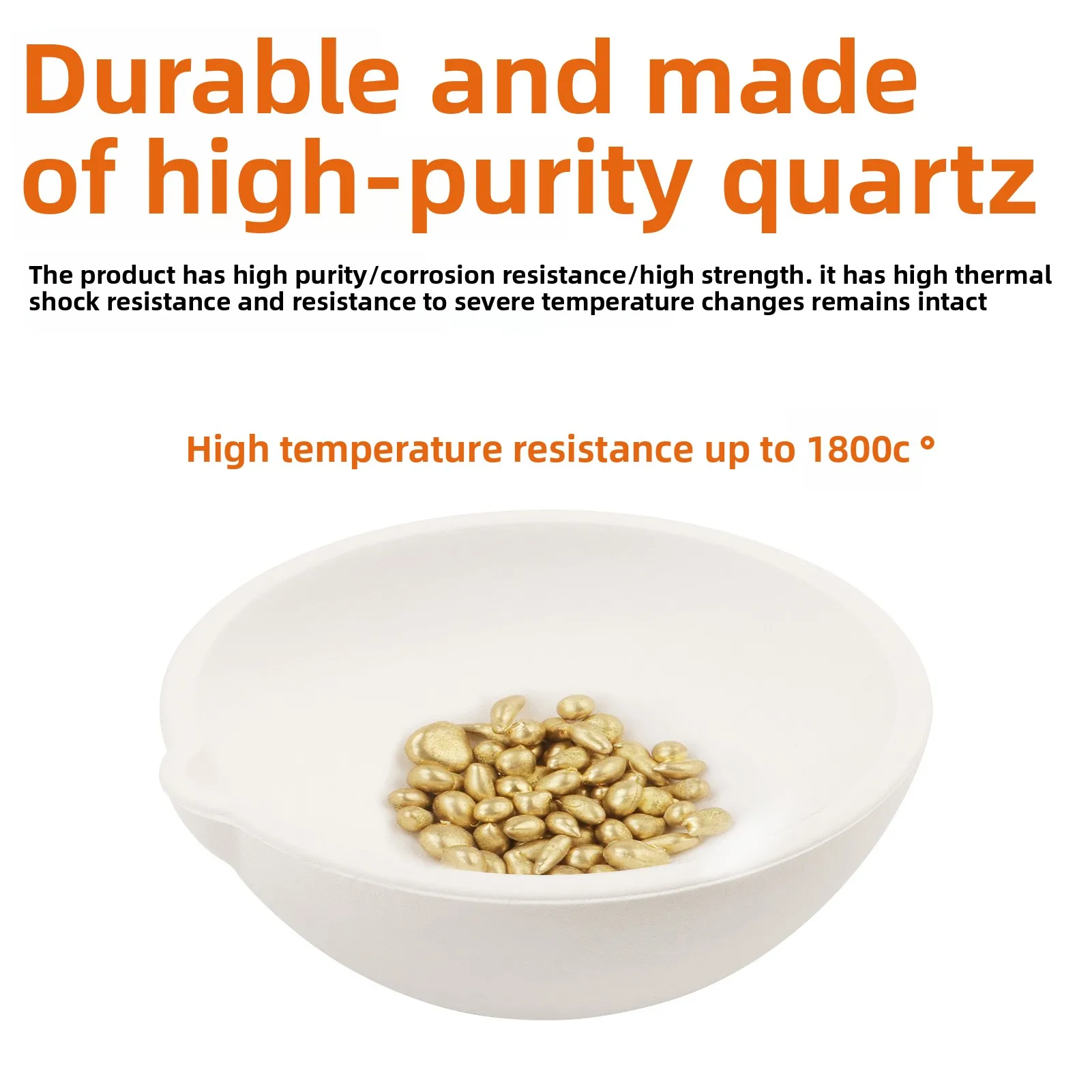 100g-5000g Quartz Crucible for Melting Gold Silver Platinum, High Temp Silica Bowl Jewelry Casting Refining Tool
