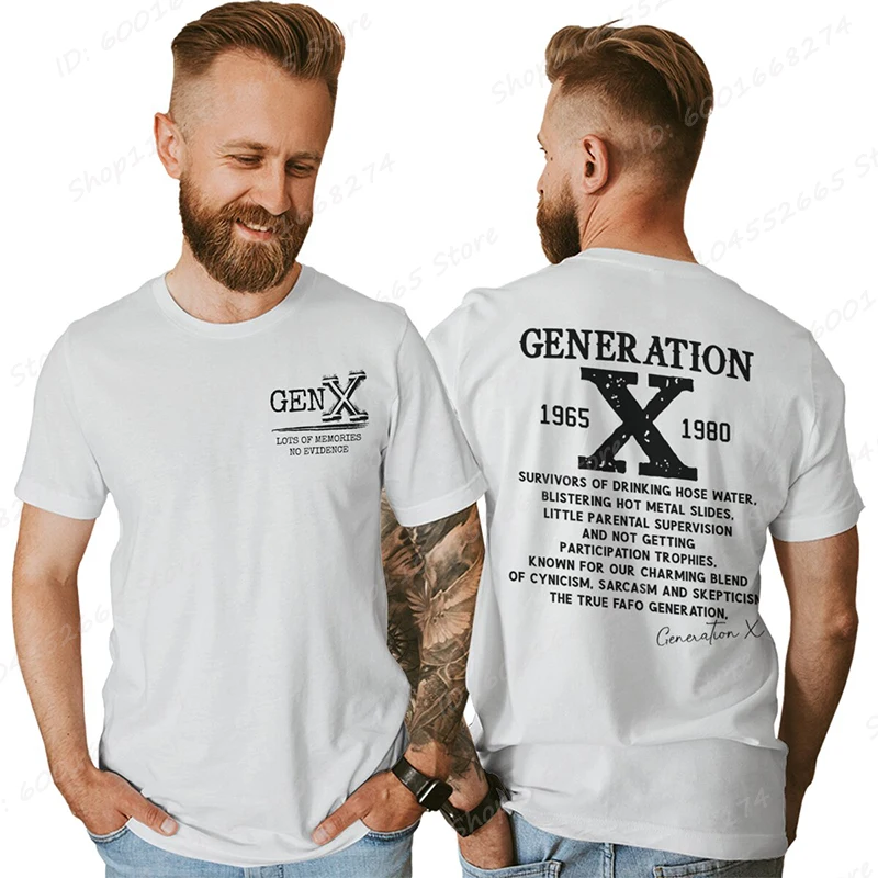 Proud Gen X T-shirts 1965 to 1980 Vintage Generation X T-Shirt Short Sleeve Crew Neck Tees Top Funny Humor Gen X Tshirt For Men