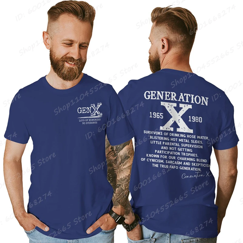 Proud Gen X T-shirts 1965 to 1980 Vintage Generation X T-Shirt Short Sleeve Crew Neck Tees Top Funny Humor Gen X Tshirt For Men