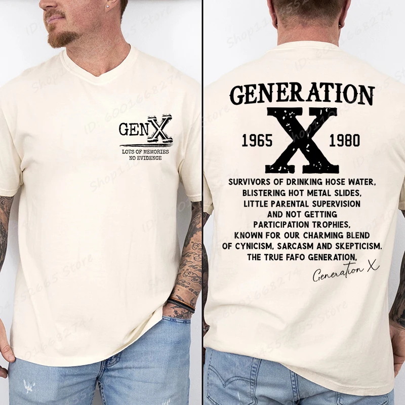 Proud Gen X T-shirts 1965 to 1980 Vintage Generation X T-Shirt Short Sleeve Crew Neck Tees Top Funny Humor Gen X Tshirt For Men