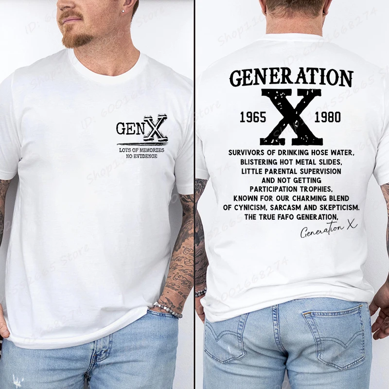 Proud Gen X T-shirts 1965 to 1980 Vintage Generation X T-Shirt Short Sleeve Crew Neck Tees Top Funny Humor Gen X Tshirt For Men