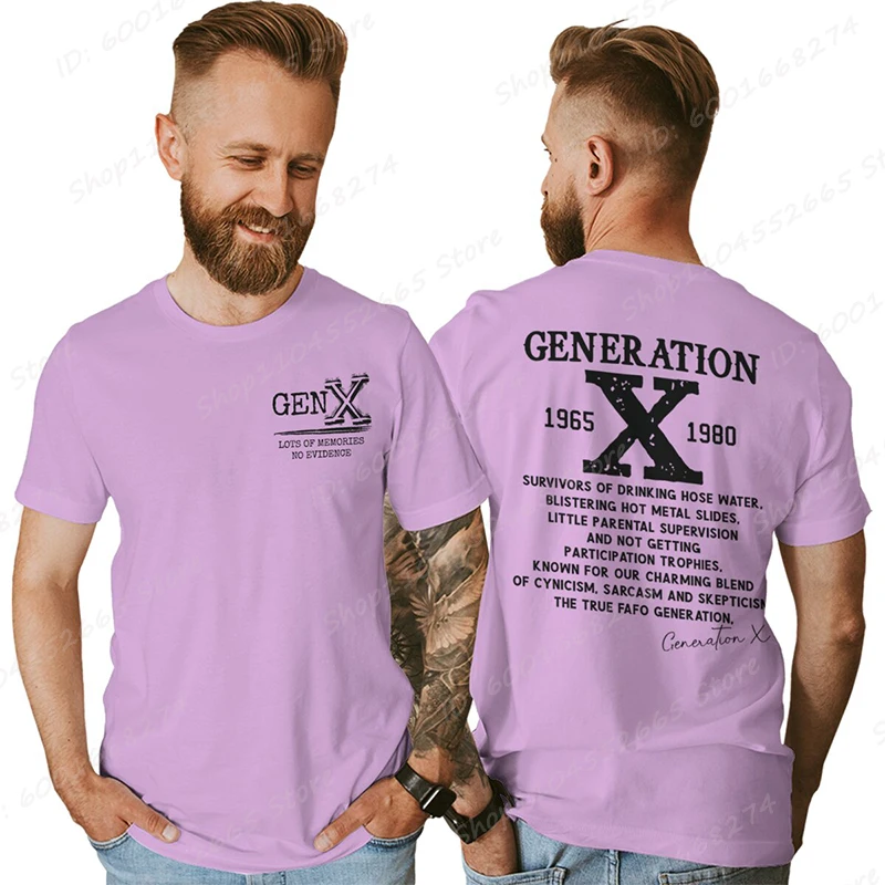 Proud Gen X T-shirts 1965 to 1980 Vintage Generation X T-Shirt Short Sleeve Crew Neck Tees Top Funny Humor Gen X Tshirt For Men