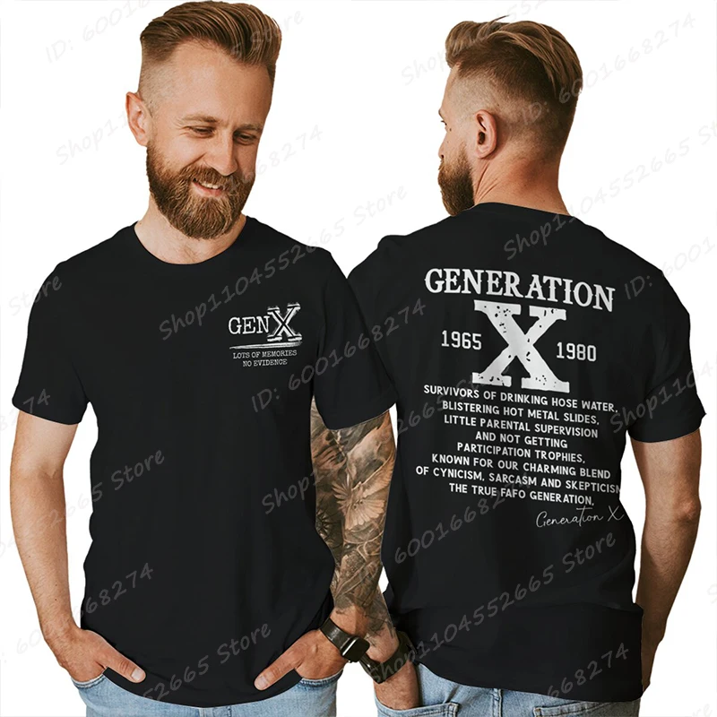 Proud Gen X T-shirts 1965 to 1980 Vintage Generation X T-Shirt Short Sleeve Crew Neck Tees Top Funny Humor Gen X Tshirt For Men