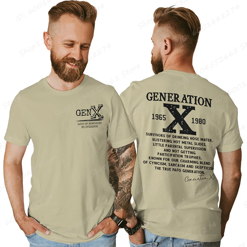 Proud Gen X T-shirts 1965 to 1980 Vintage Generation X T-Shirt Short Sleeve Crew Neck Tees Top Funny Humor Gen X Tshirt For Men