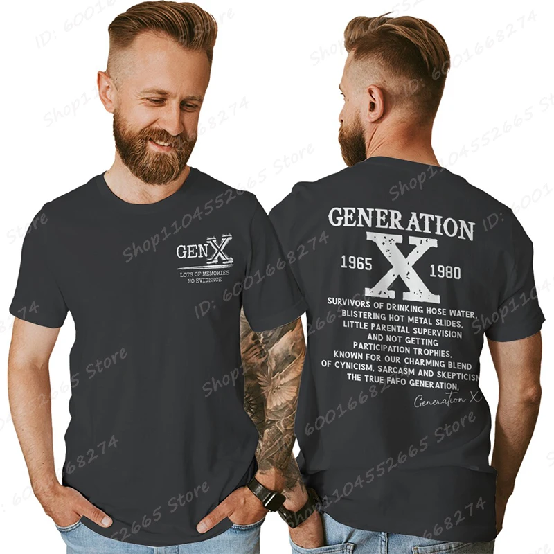 Proud Gen X T-shirts 1965 to 1980 Vintage Generation X T-Shirt Short Sleeve Crew Neck Tees Top Funny Humor Gen X Tshirt For Men