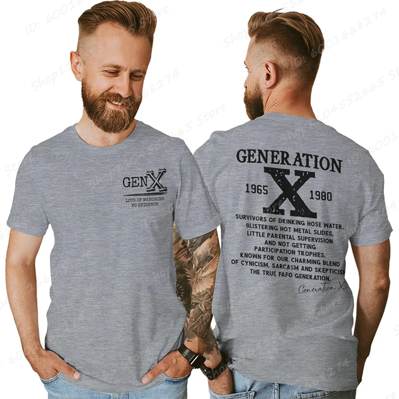 Proud Gen X T-shirts 1965 to 1980 Vintage Generation X T-Shirt Short Sleeve Crew Neck Tees Top Funny Humor Gen X Tshirt For Men