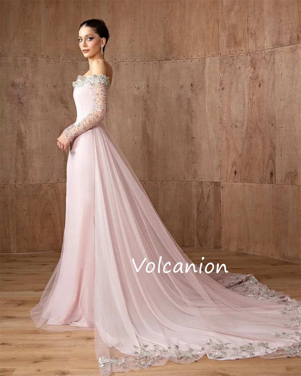 Customized Jersey Applique Sequined Off-the-shoulder Mermaid Long Dresses Bespoke Occasion Exquisite Formal Evening