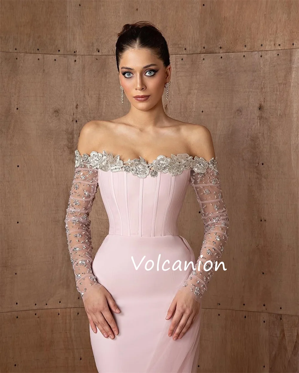Customized Jersey Applique Sequined Off-the-shoulder Mermaid Long Dresses Bespoke Occasion Exquisite Formal Evening