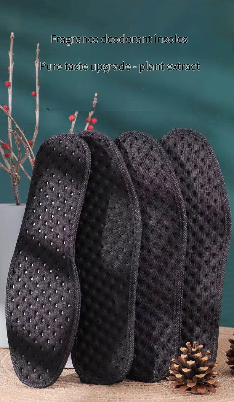 1Pair Bamboo Plant Deodorant Running Sports Insole Charcoal Antibacterial Shoes Insoles for Feet Thick Shock Absorbing Shoe Sole