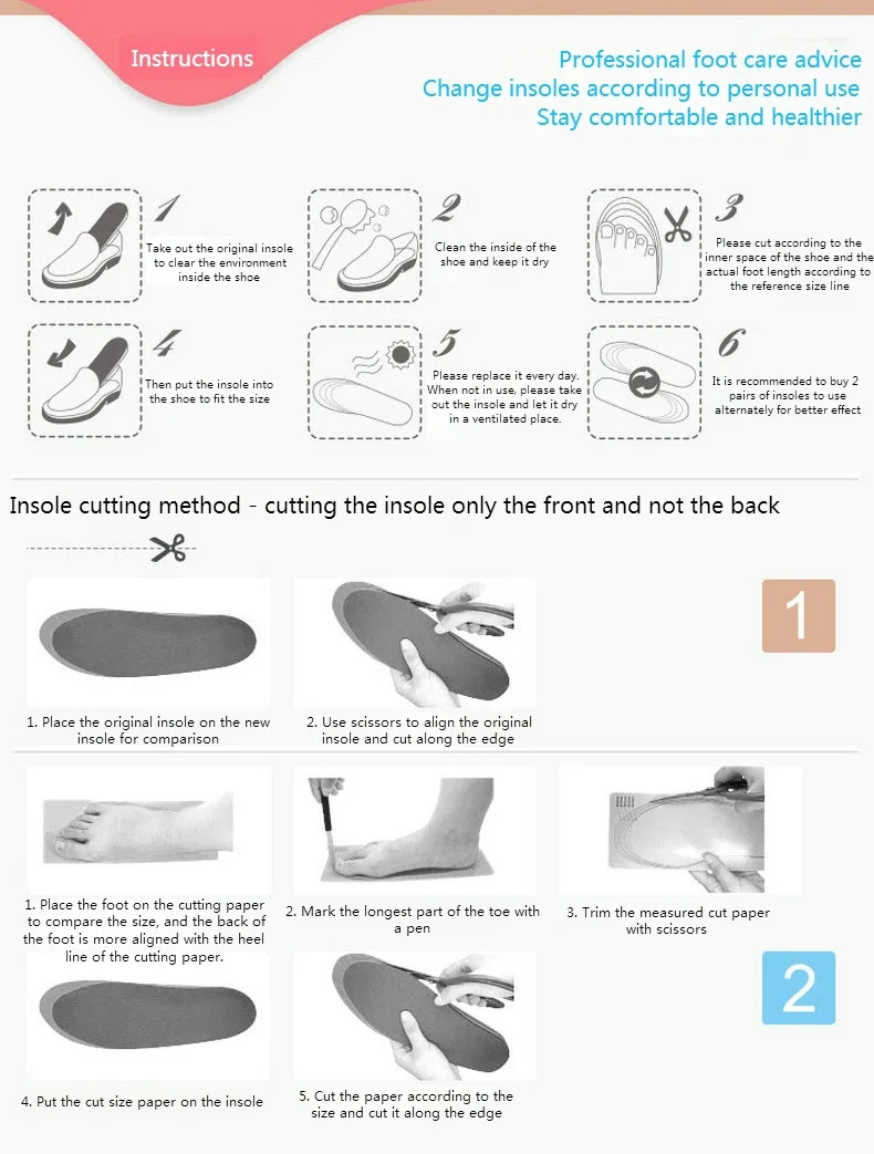 1Pair Bamboo Plant Deodorant Running Sports Insole Charcoal Antibacterial Shoes Insoles for Feet Thick Shock Absorbing Shoe Sole