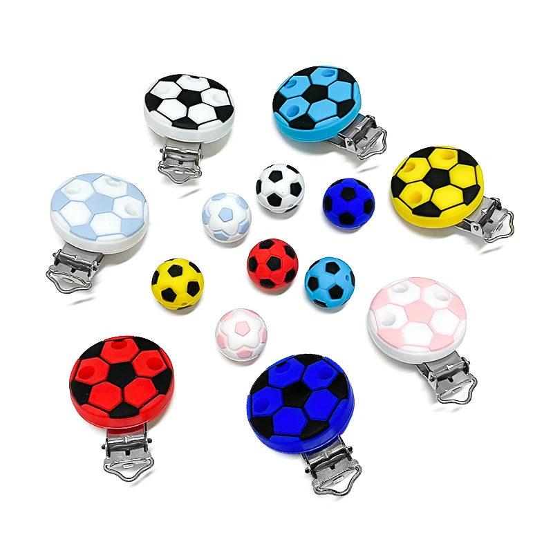 1 Set New Baby Silicone Football Beads DIY Baby Cartoon Teething Bracelet DIY Pacifier Chain Accessories Toys