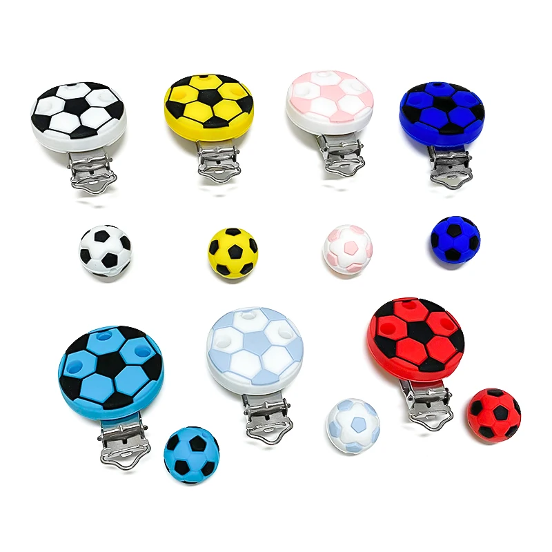 1 Set New Baby Silicone Football Beads DIY Baby Cartoon Teething Bracelet DIY Pacifier Chain Accessories Toys