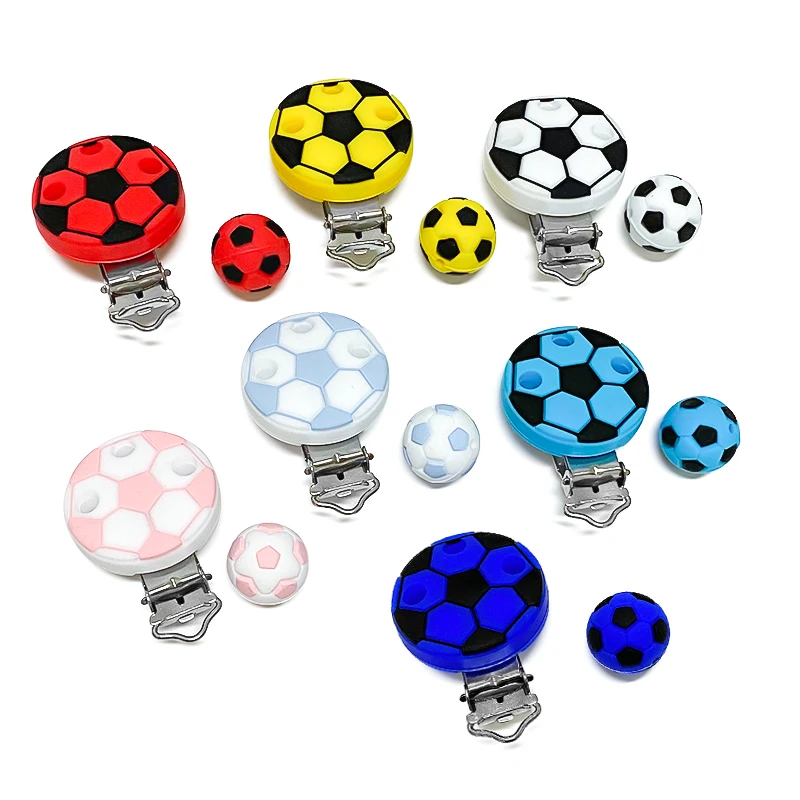 1 Set New Baby Silicone Football Beads DIY Baby Cartoon Teething Bracelet DIY Pacifier Chain Accessories Toys