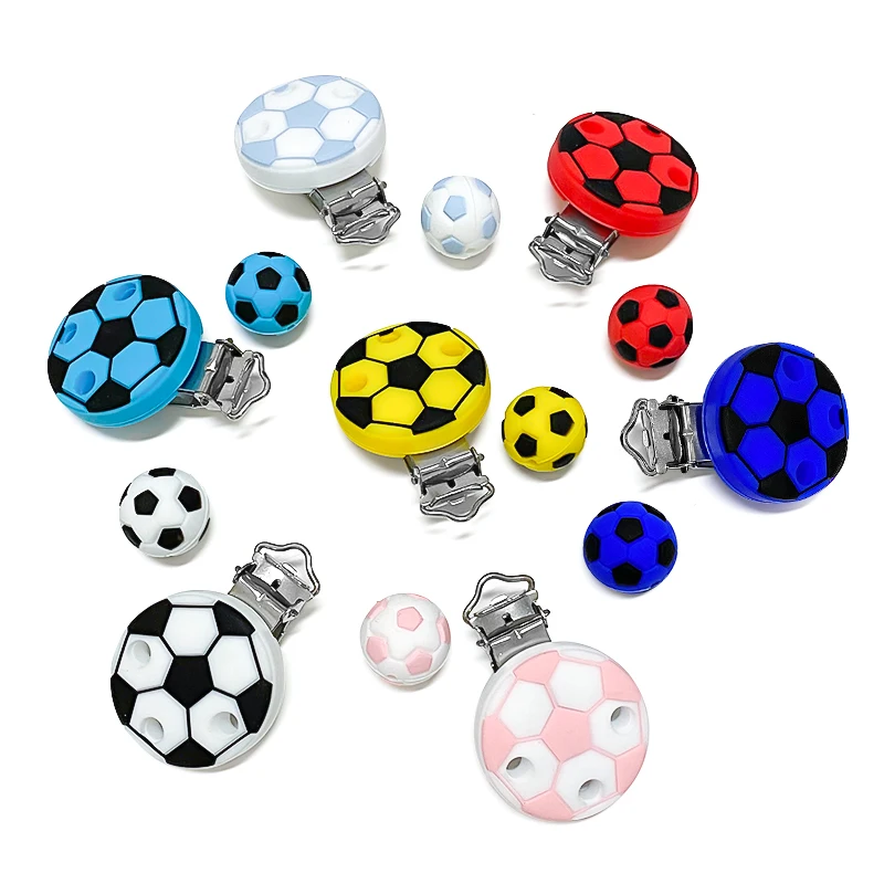 1 Set New Baby Silicone Football Beads DIY Baby Cartoon Teething Bracelet DIY Pacifier Chain Accessories Toys