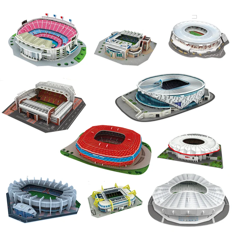3D Stadium Puzzle Bernabeu Camp Nou Anfield Stadium League Football Stadium Model, Famous Buildings Children's 3d Puzzle Toys