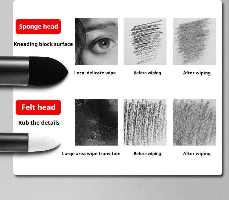 Artist Blending Sponge Pens Washable Dual-Tip Pastel Stumps & Sketch Brushes - Versatile Art Foam Blenders For Drawing Painting