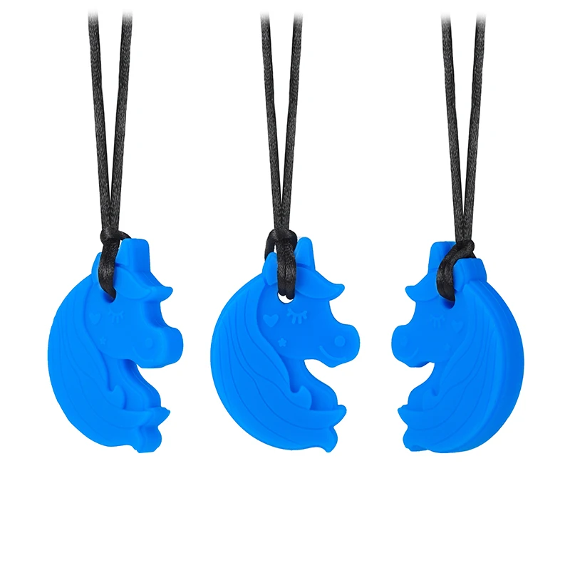 Sensory Chew Necklace Animals Design Chewy Silicone Baby Teether Kids Teething Necklace Sensory Chewelry Toy Autism Therapy Tool