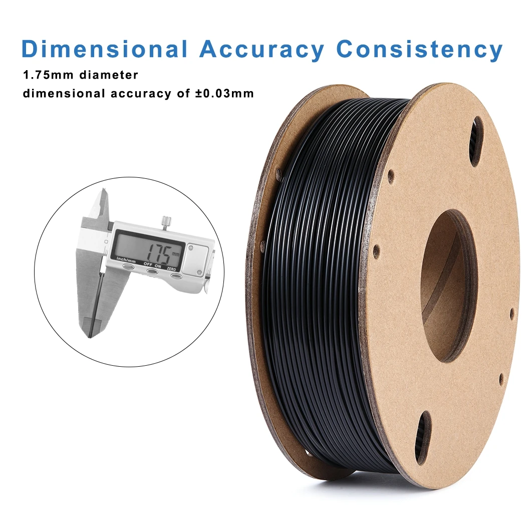 3D Printer Filament ABS 3D Printing Filament 1.75mm Dimensional Accuracy +/- 0.02 mm, ABS 0.25KG Black