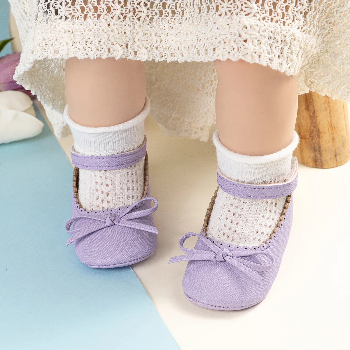 New Baby Shoes Girls' Soft-soled Leather Bowknot Party Princess Shoes Light Flat First Walkers Breathable and Anti-slip