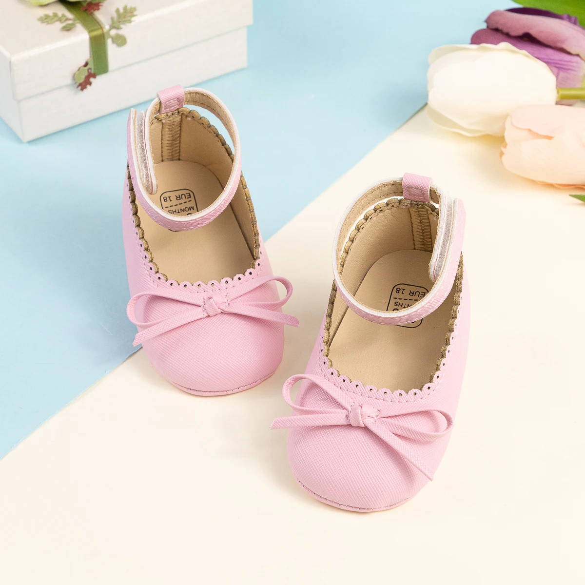 New Baby Shoes Girls' Soft-soled Leather Bowknot Party Princess Shoes Light Flat First Walkers Breathable and Anti-slip